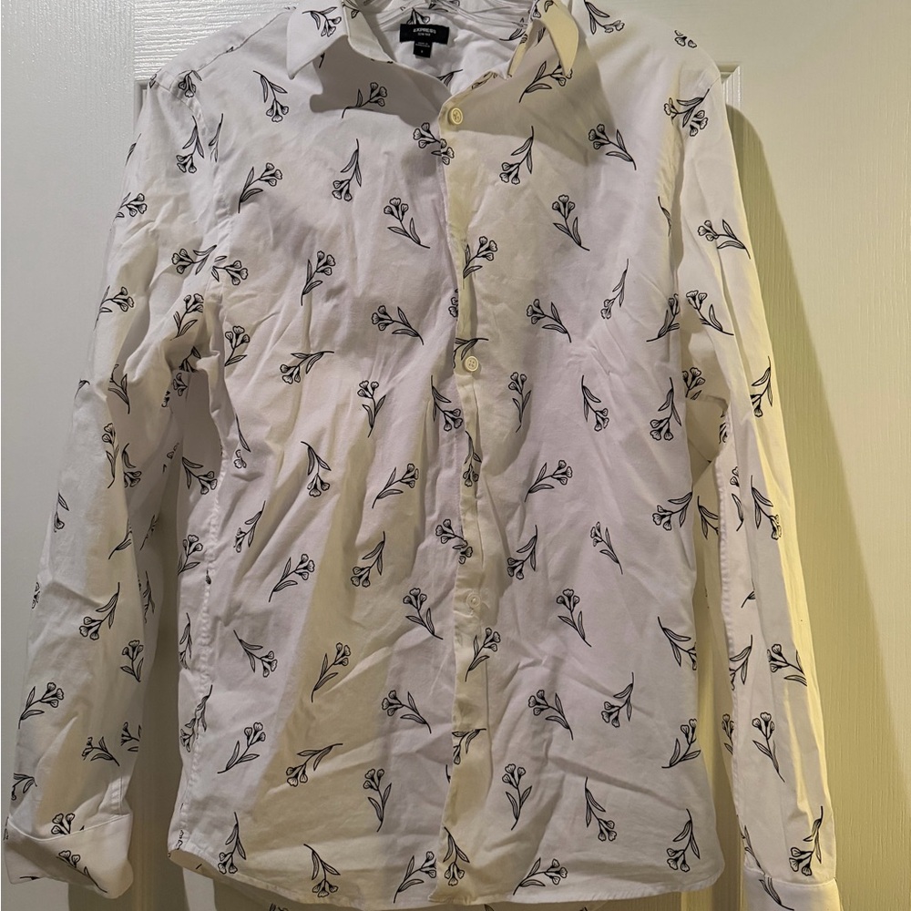 Men's Express White Floral Print Shirt
